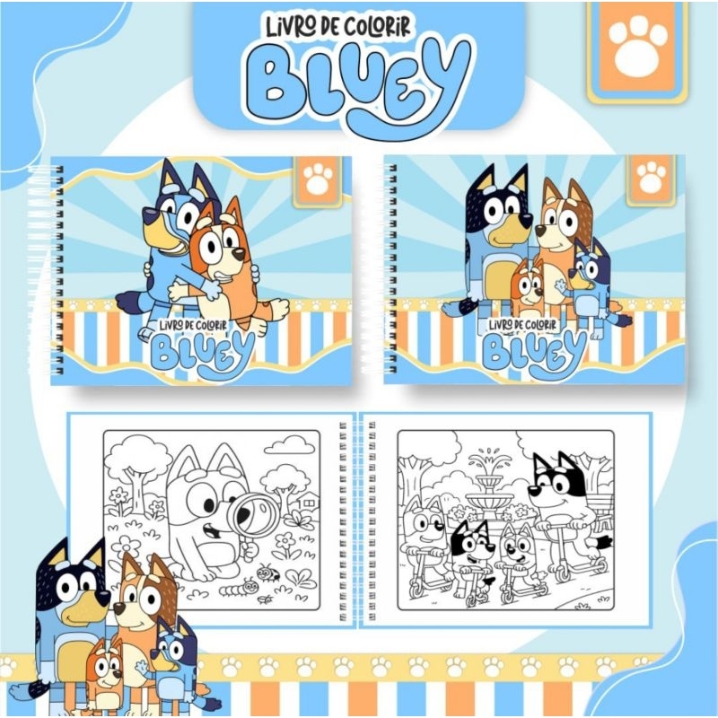 Livro de Colorir Tema bluey com 50 folhas A5 ou qualquer outro tema. Personalizado com nome na capa