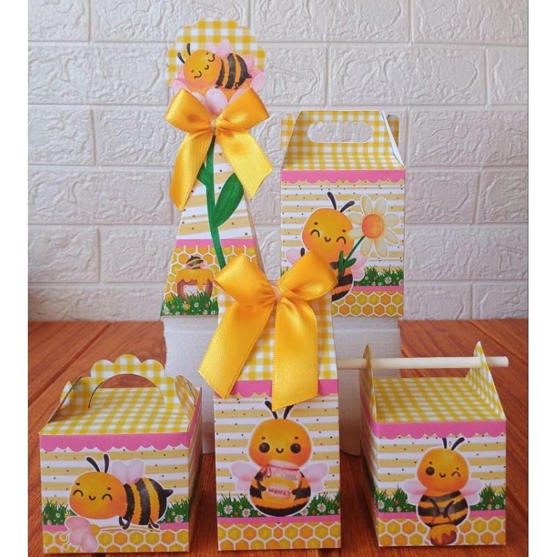 PEGUE E MONTE - Caixinhas Personalizadas Abelhinha para aniversário/ Kit Caixinhas Abelha Lembrancinha/ Festa Papelaria