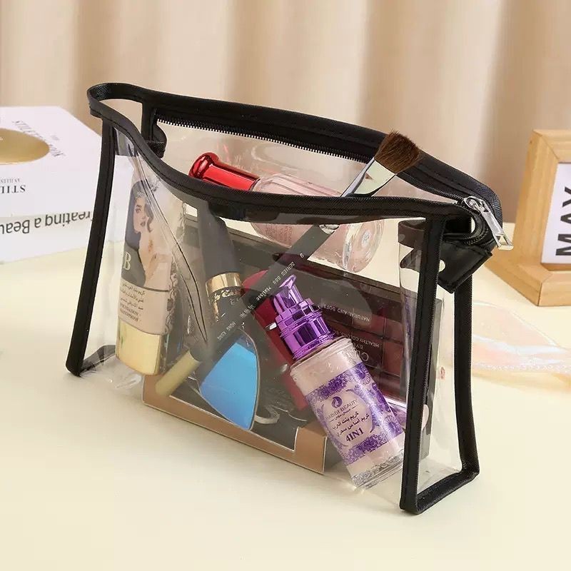 Bolsa Organizadora Transparente de Vinil para Maquiagem com Zíper Compacta e Resistente para Viagens em Oferta na Shopee