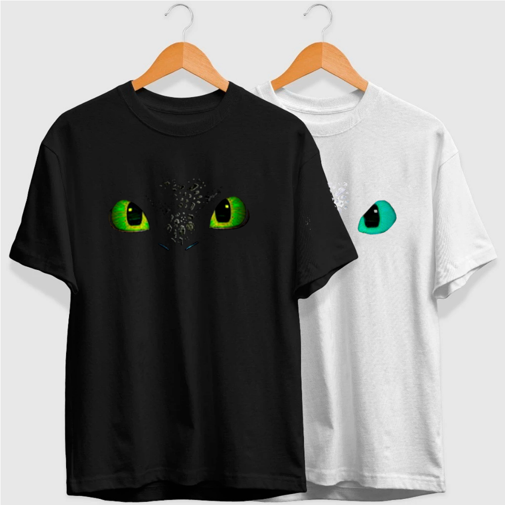Kit Casal Camisa Slim Tradicional Basica Algodão Banguela Furia Variações Como Treinar Dragão Namorados Day Exclusivo