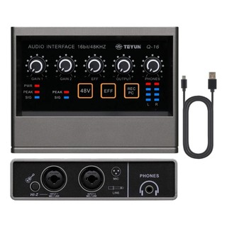 TEYUN Interface De Áudio Q-16 Placa De Som Com +48V Phantom Power DSP 16 bits/48 kHz Muti Canals USB 2.0 Para Estúdio