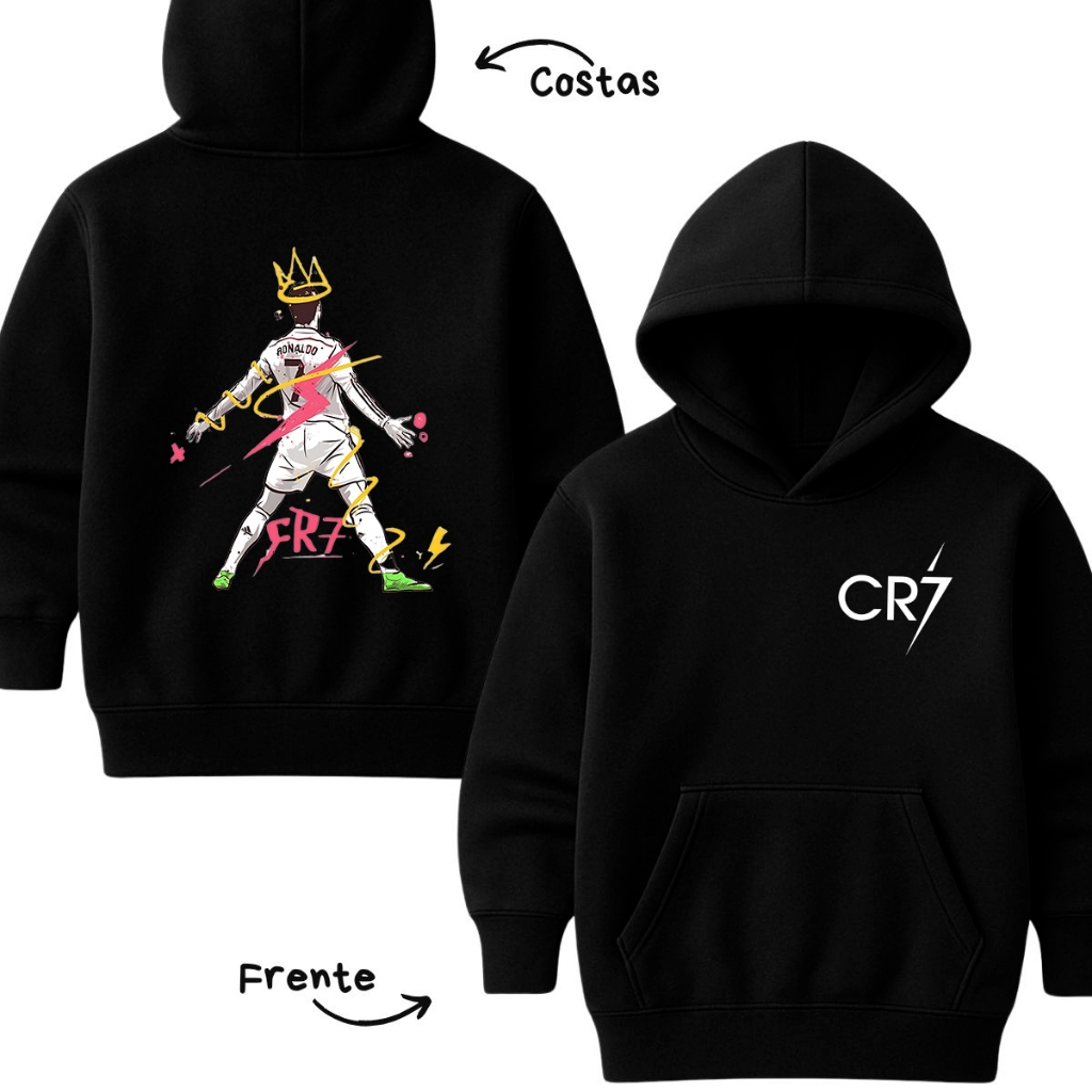 Moletom Canguru Com Capuz Touca Cristiano Ronaldo Agasalho Cr7 Ronaldo Infantil Unissex Menino Menina em Oferta na Shopee