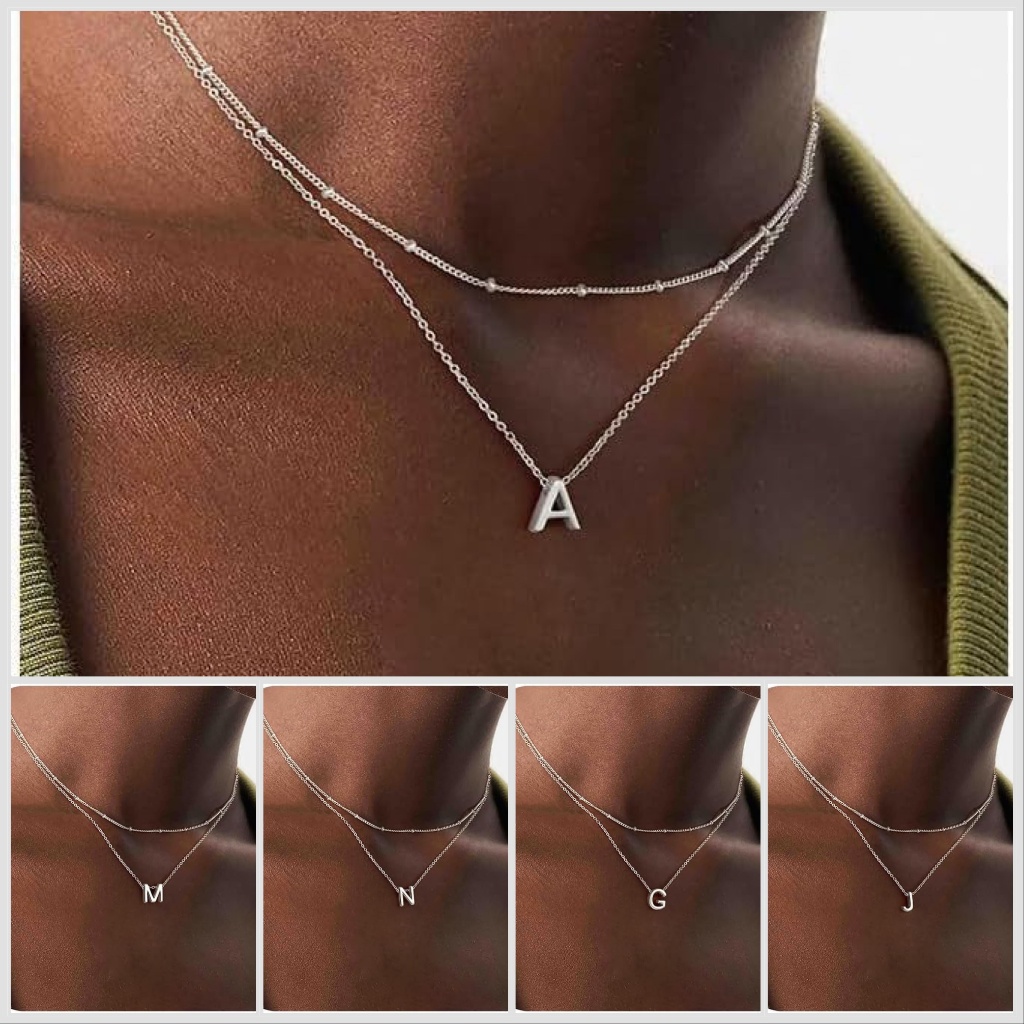 Colar Duplo joias Com Pingente De Letras Inglesas Banhado A prata 925 e Ouro 18k em Oferta na Shopee