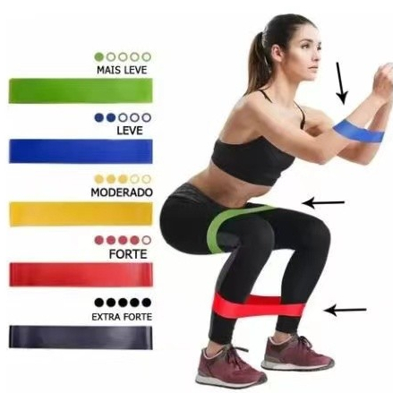 kit 5 faixa elástica para exercício de Resistência para yoga Pilates Treino Academia-Entrega Rapido