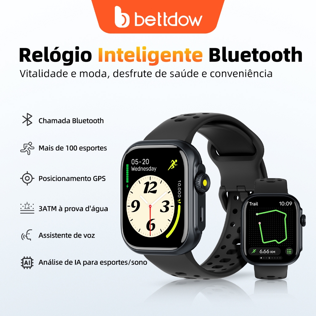 BETTDOW kriki Ai modelo GPS + smartwatch Alexa com mais de 100 modos desportivos, à prova ...