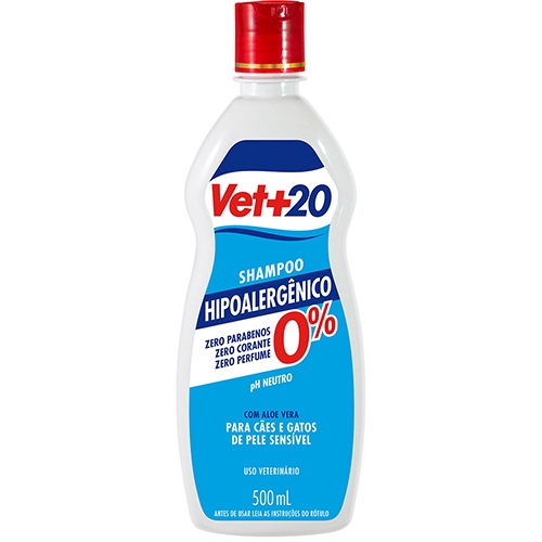 Shampoo Hipoalergenico VET+20 500 mL - Indicado para Cães & Gatos com Hipersensibilidade na pele | 0% Parabenos | 0% em Oferta na Shopee