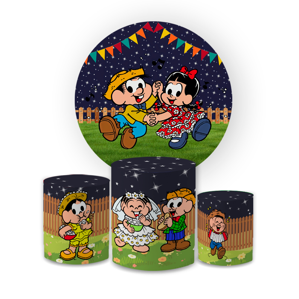 Kit Capas Festivas Painel e Cilindro Chico B. Rosa Junino Arraiá São João