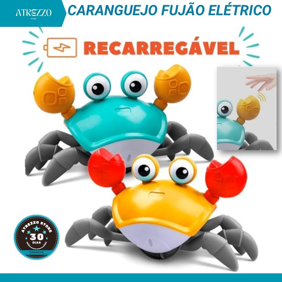 Caranguejo Fujão De Brinquedo Interativo Musical Brinquedo Infantil Caranguejo com sensor Anda para os dois Lados