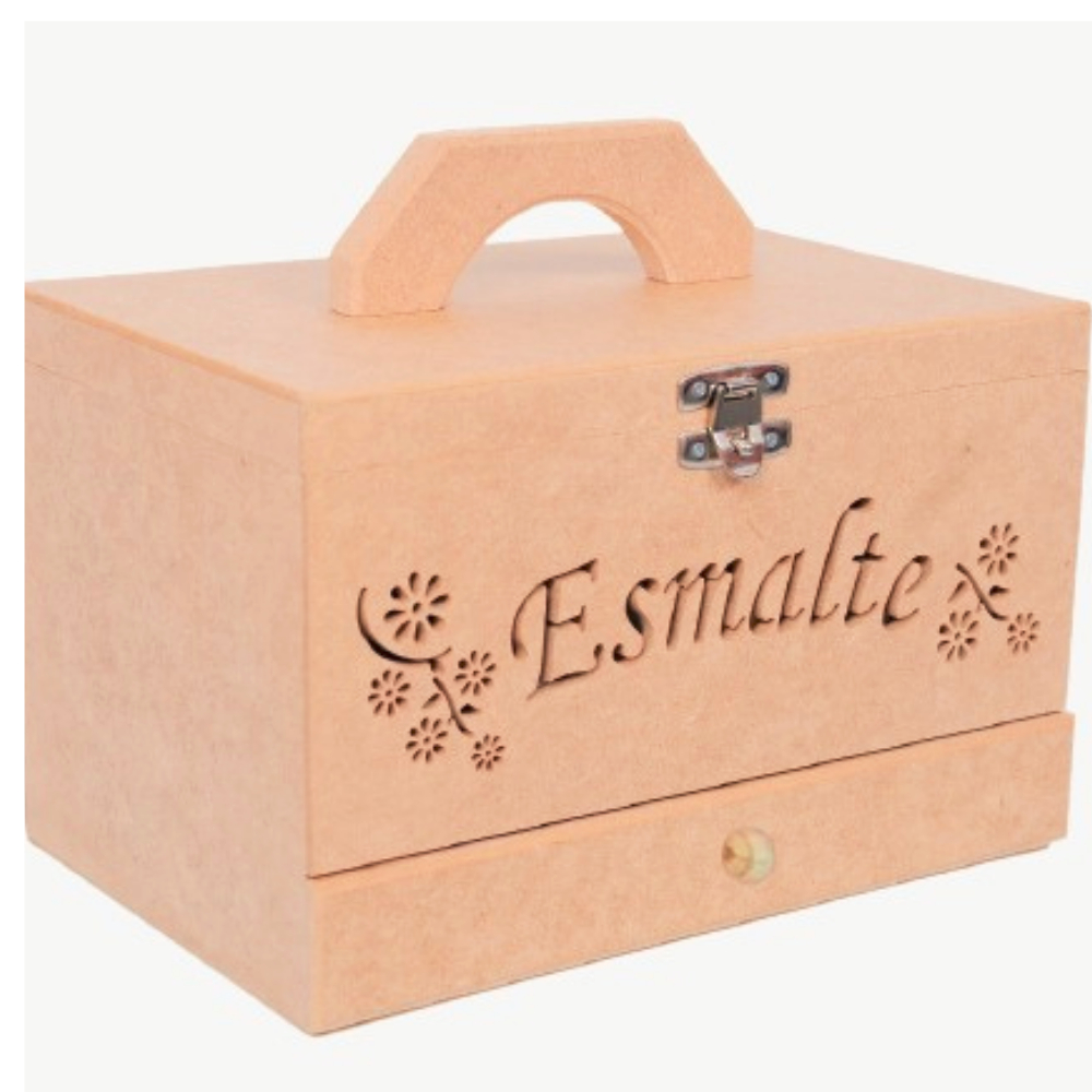 Caixa porta esmalte maleta 36 divisórias madeira gaveta manicure artesanal