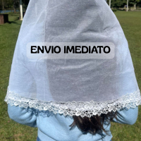 VÉU CCB ADULTO TECIDO ALGODÃO COM RENDA GUIPIR  QUADRADO OU REDONDO + PORTA VÉU REF GIRASSOL