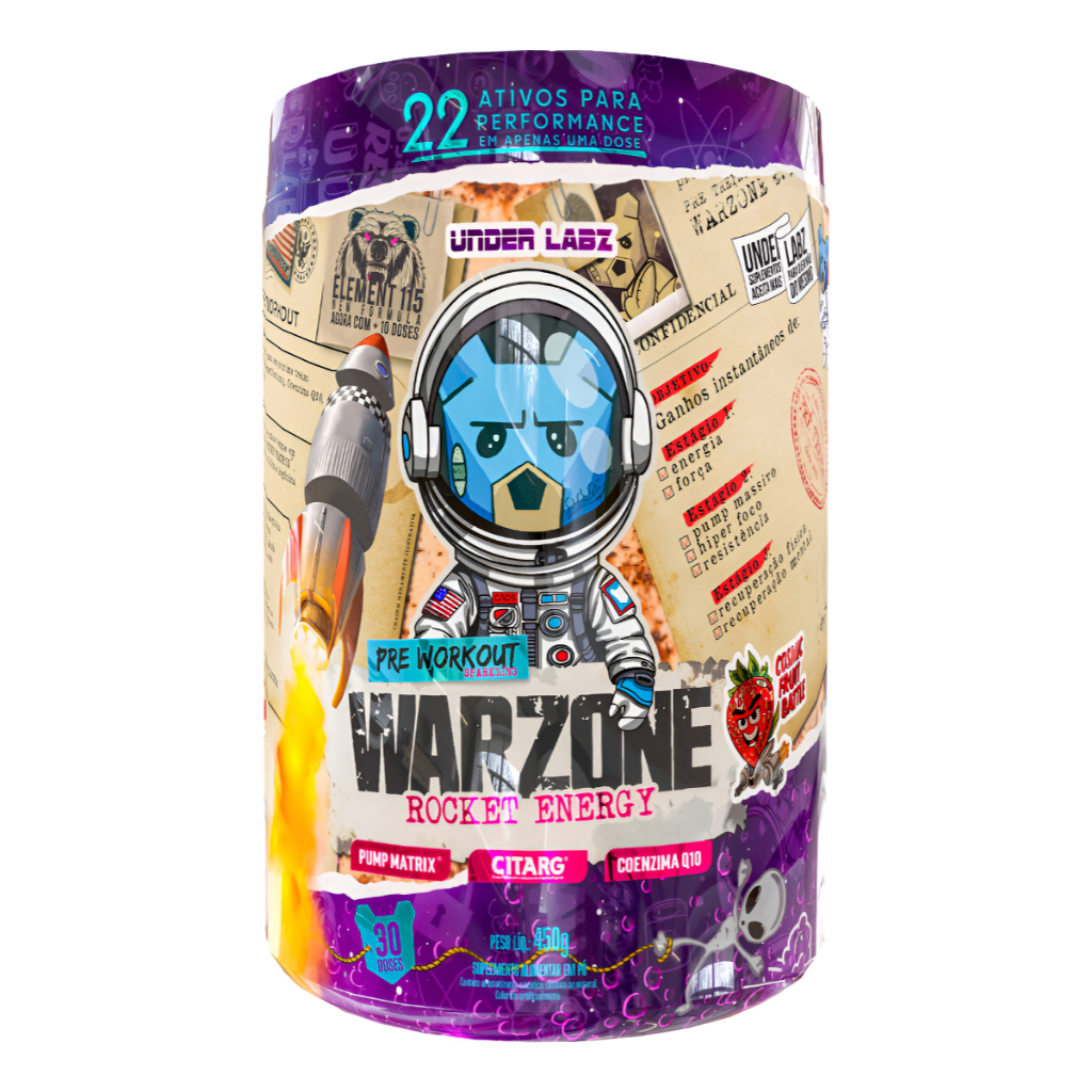 Pré Treino Warzone Rocket Energy Coq10 Cafeína Under Labz
