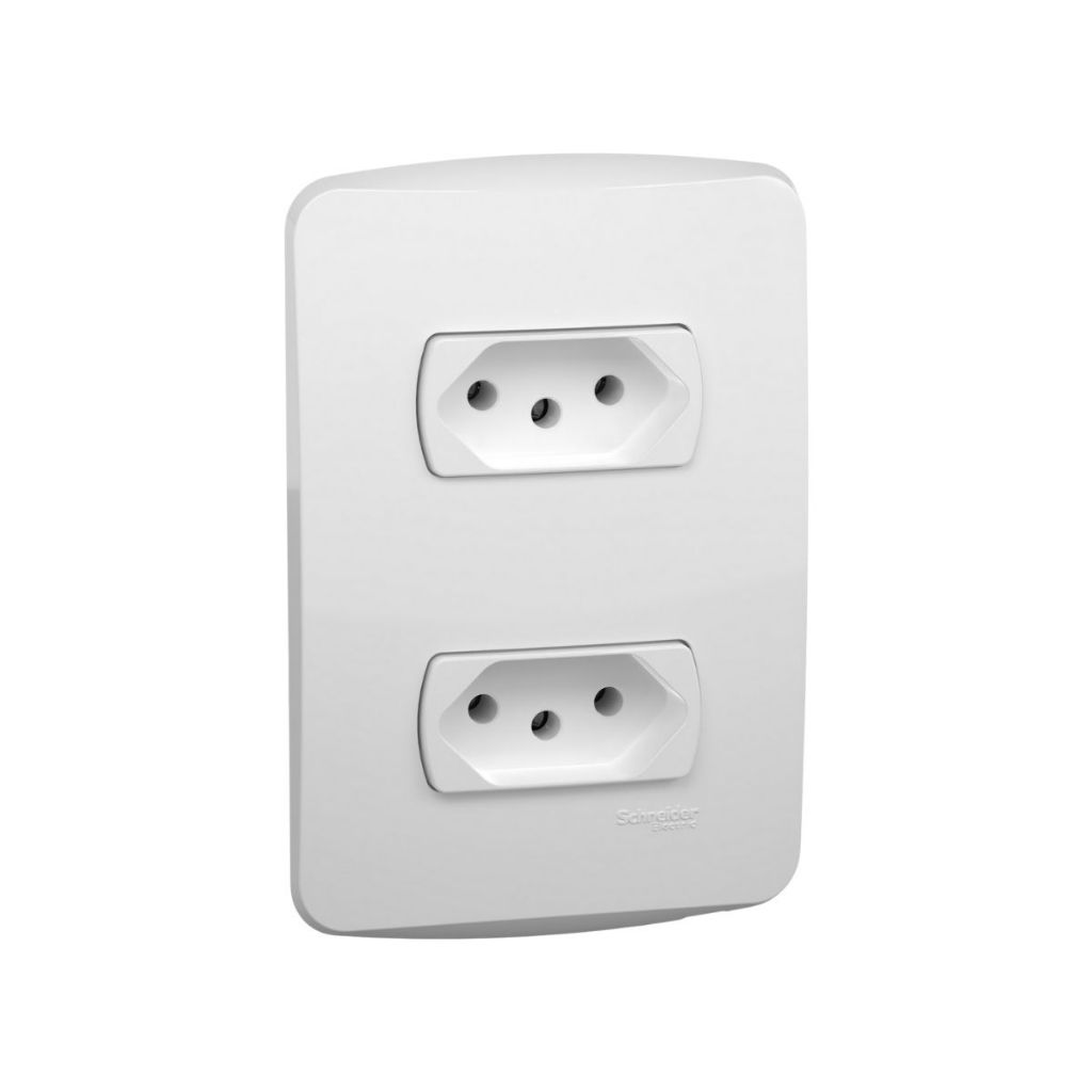 Conjunto 2 Tomadas 2P+T 10a 250v 4X2 Branca Miluz Schneider em Oferta na Shopee