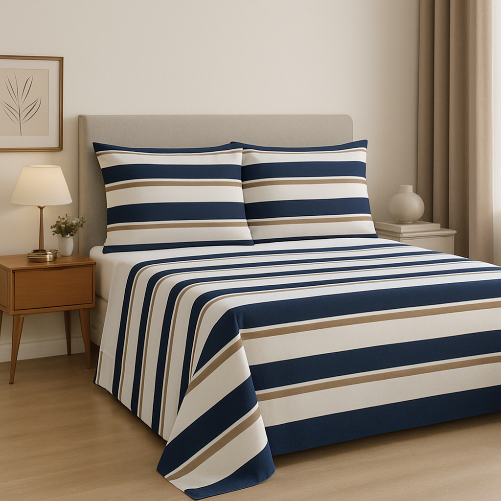 Jogo de Lençol Completo Casal/Queen/King/Super King 4 peças Percal Estampado 180 Fios