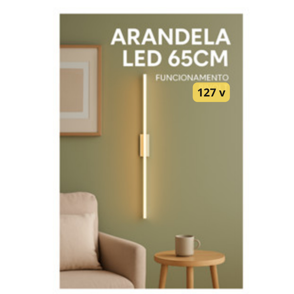Luminária Arandela 65cm Branca 6W 3.000K 127V - Uso Externo e Interno Indireta
