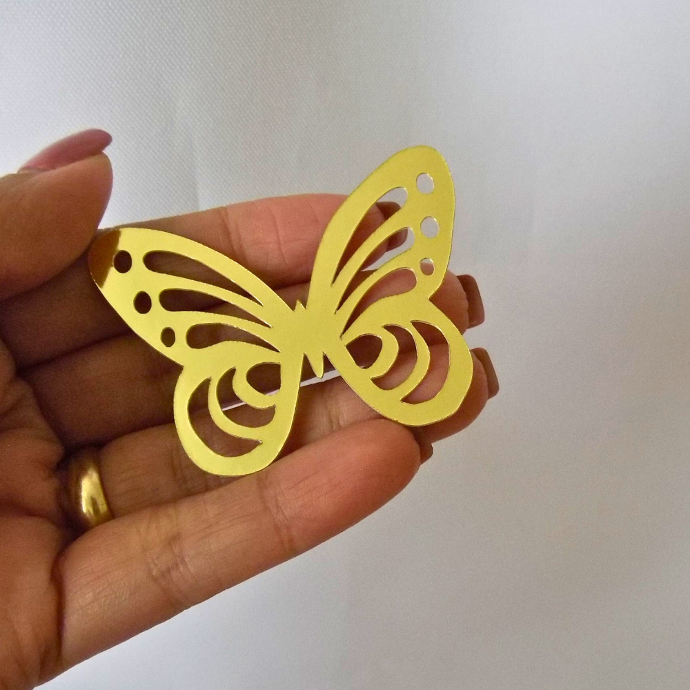 Borboletas Decorativas Vazadas – Lamicote Dourado  – Aplique Borboleta–  Lembrancinhas e Festas