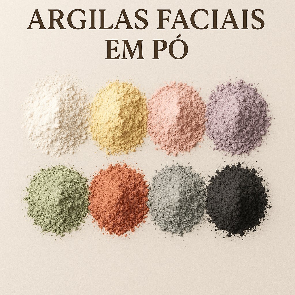 Kit 4 Argilas Faciais Naturais E Dolomita | Cuidados Pele Acne Detox Clareamento Limpeza Profunda