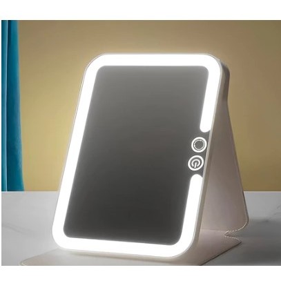 Espelho Portátil Recarregável Com LED E Capa USB 17x12cm