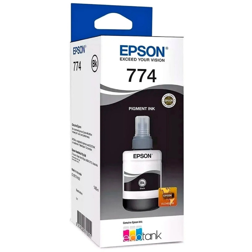 Tinta Epson T774 Preto Original 140ml L606 L656 L1455 Impressora Tanque Recarga