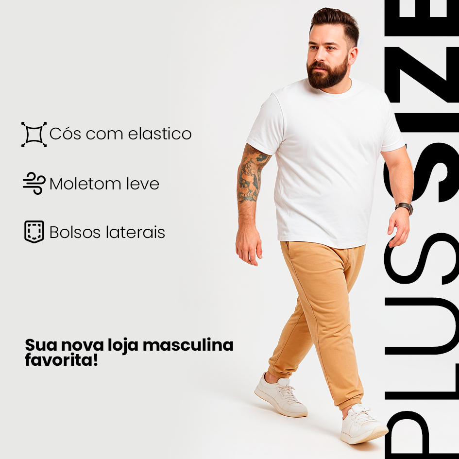Kit 3 Calças Jogger Plus Size Moletom Masculina Premium, Bolsos Laterais - Moda Casual e Esportiva