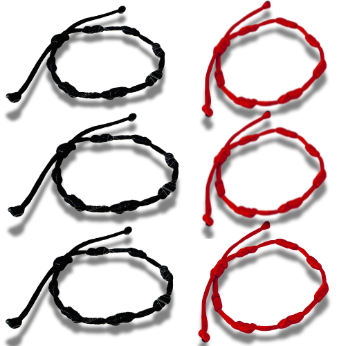 Kit 6 Pulseiras 7 Nós Kabbalah Original Vermelho E Preto em Oferta na Shopee