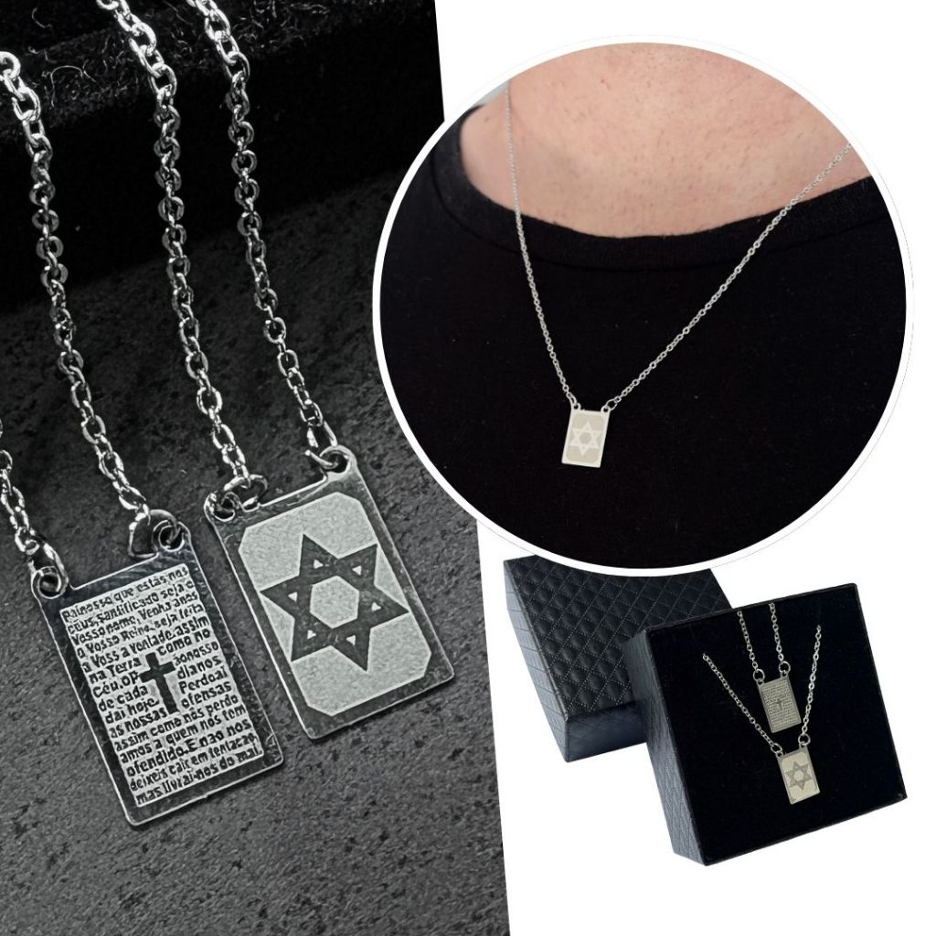 Colar Escapulário Estrela de Davi Aço Inox Inoxidável 316L Masculina Feminino em Oferta na Shopee
