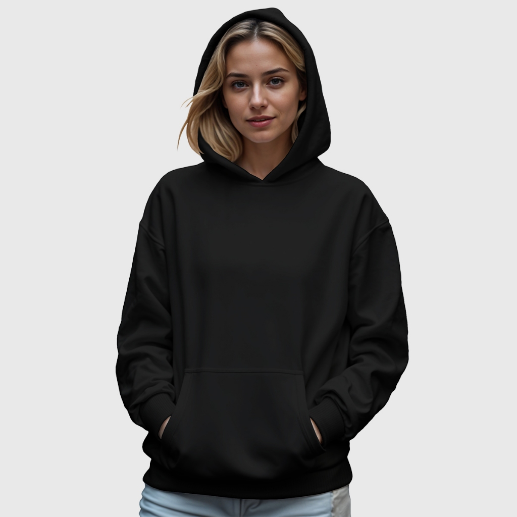 Moletom Blusa Canguru Básico Liso Com Capuz e Bolsos Feminino em Oferta na Shopee