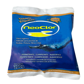 Pastilha De Cloro Para Tratamento De Piscina Multifunção 5 Em 1 200g Neoclor em Oferta na Shopee