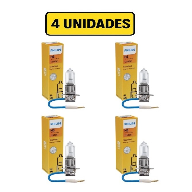 Kit 4 Lâmpadas H3 12v 55w Halogena Philips Standard Original 12336C1