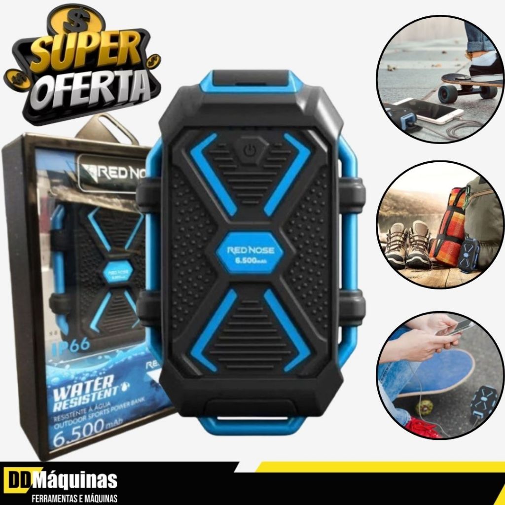 Power Bank Carregador Portátil 6500mah PB65rn Resistente com LED Integrado- ELG em Oferta na Shopee