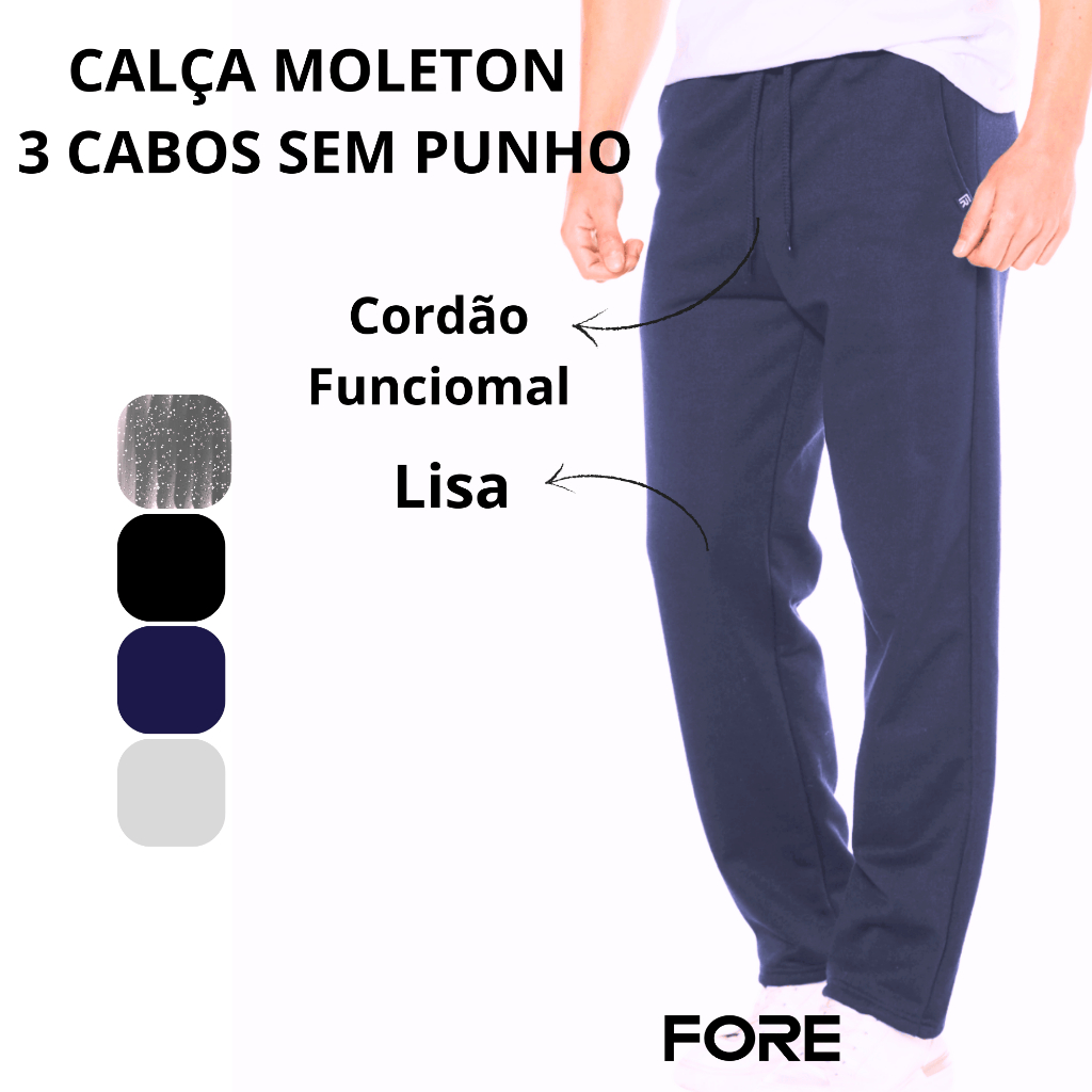 Calça Moleton Masculina Peluciada com Bainha sem Punho 505223-A