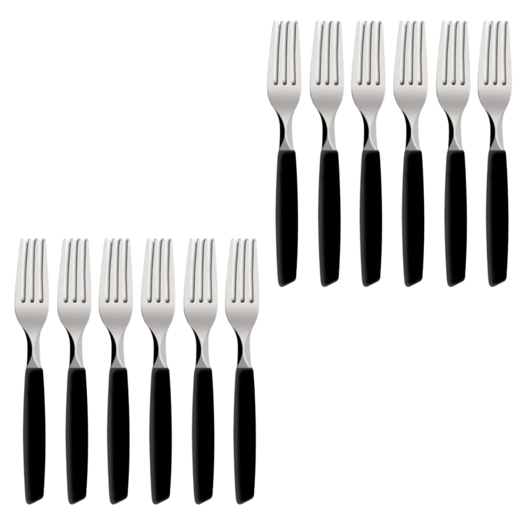 Jogo 12 Garfos De Mesa Simples Aço Inox Preto Martinazzo Jantar Almoço