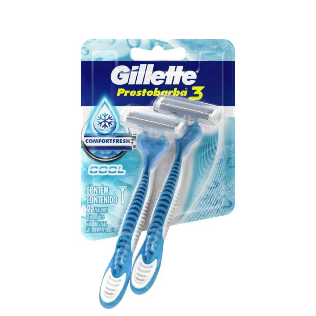 Aparelho de Barbear Gillette Prestobarba 3 Cool com 2 Unidades em Oferta na Shopee