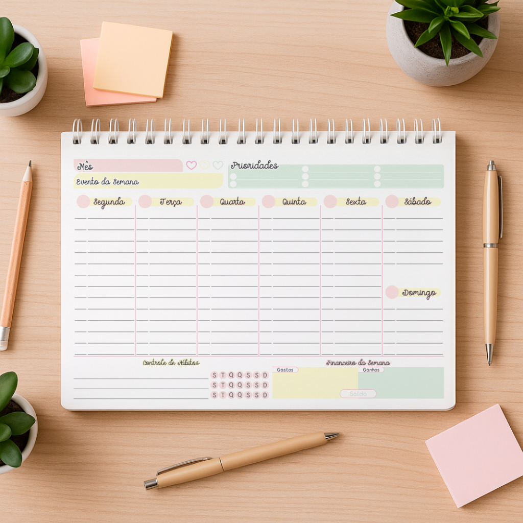 Planner Semanal – 52 Folhas | Organização para Um Ano Inteiro