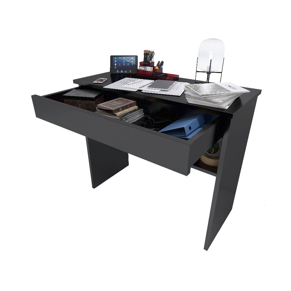 Penteadeira Para Maquiagem – 1 Gaveta – Branco/Preto – Design Funcional
