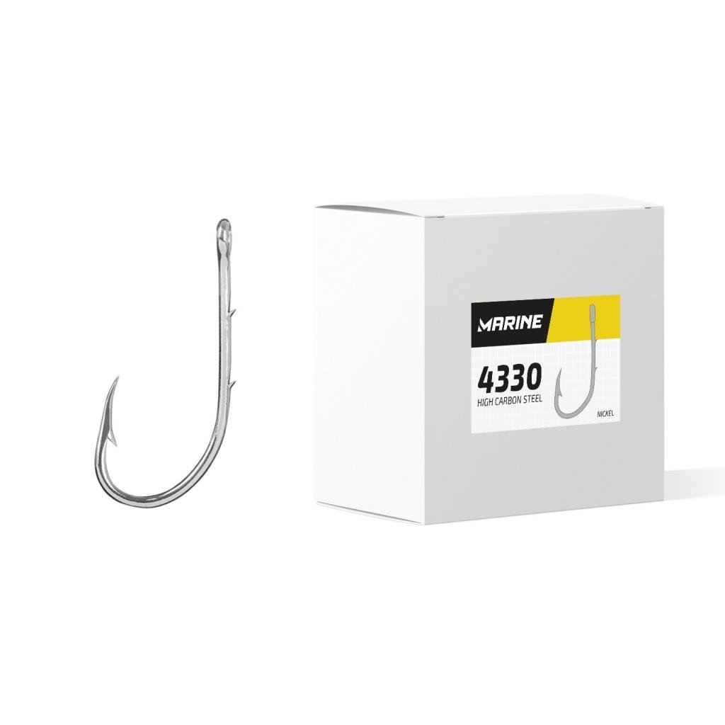 Kit 100 Anzóis para Pesca Nº16 Marine Sports 4330 Super Strong Aço Carbono Farpado Haste Longa Fisga