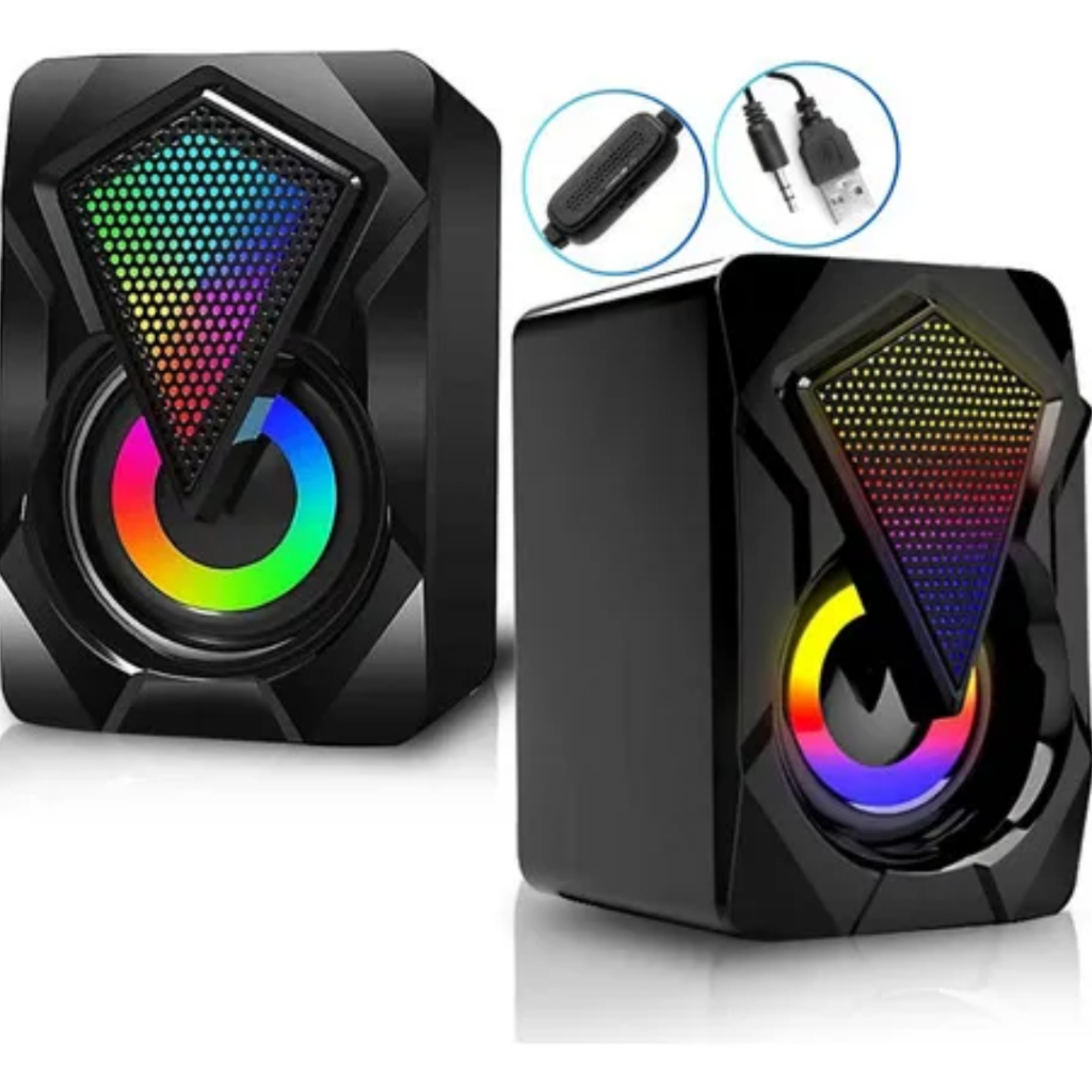 Caixa Caixinha De Som Pc Computador Notebook Gamer Tv Usb P2 Cor Preto 110V/220V RGB