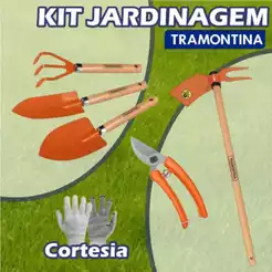 Conjunto Para Jardinagem 5 Peças Tamontina Ancinho Pazinha Larga Pazinha Estreita Tesoura de Poda