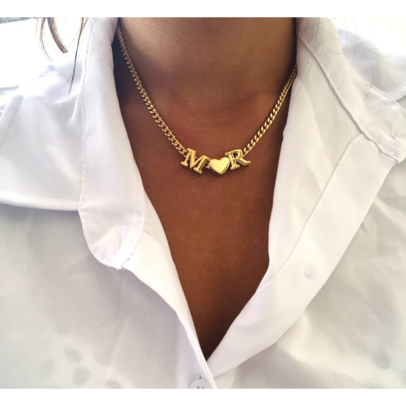 Colar Gargantilha Inicial Letra Banhado em Ouro 18k Colar Choker Feminino Prata com Letra em Oferta na Shopee