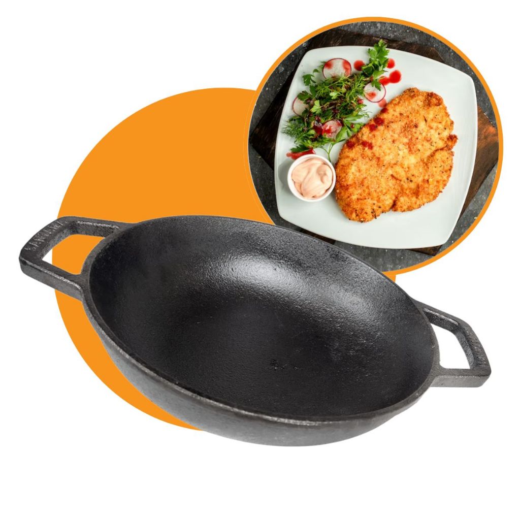Frigideira Robusta Ferro 24cm Gourmet Parmegiana Rústica Sem Tampa Forno Fogão Cooktop Indução Forno