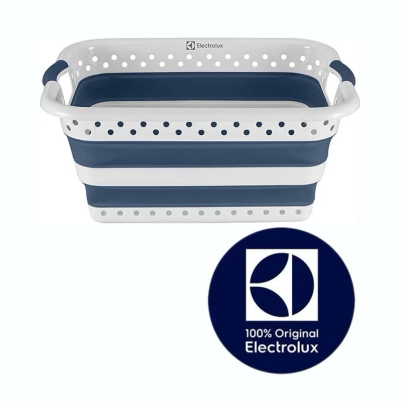Cesto Para Roupas Dobrável 40 Litros Branco e Azul - Electrolux