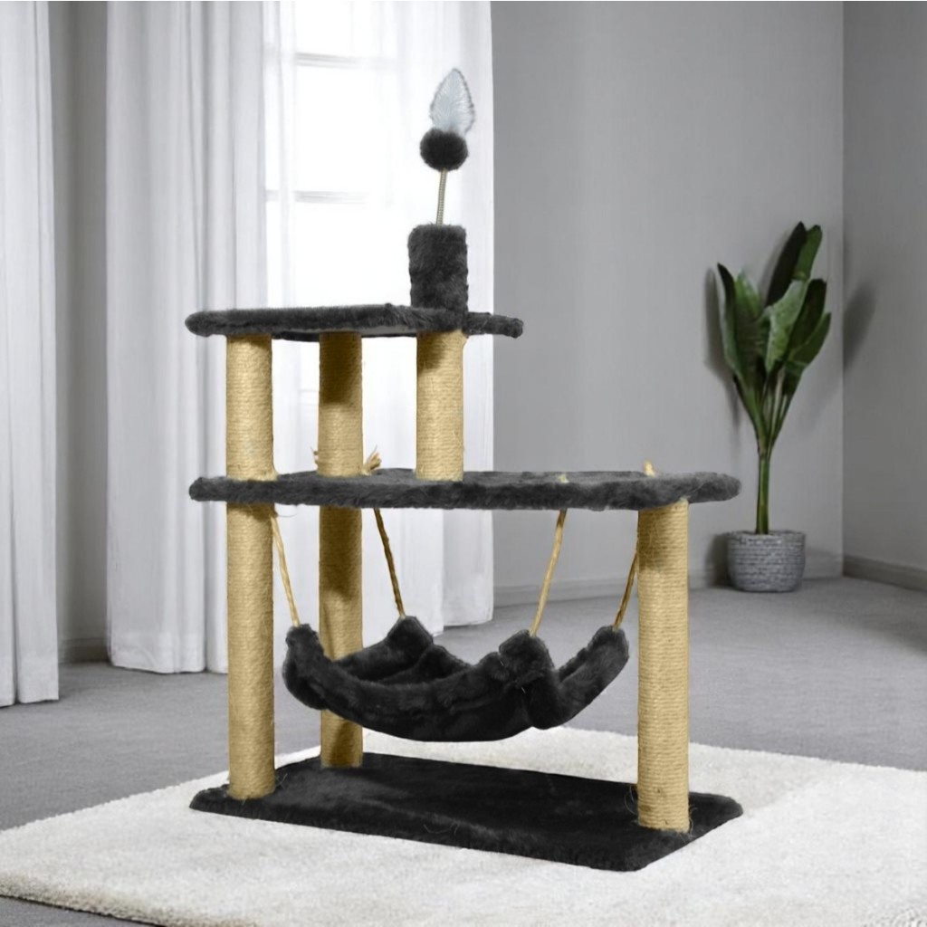 Arranhador e Playground para Gatos com Sisal e Brinquedos - Diversão e Conforto Felino Com Rede em Oferta na Shopee