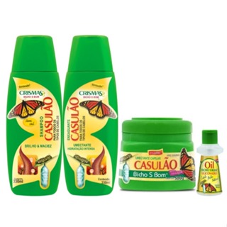 Kit Com 4 Produtos Casulão 1 Shampoo 330ml+ 1 Condicionador 330ml + Casulão 500g+ 1 Reparador De pontas 30ml em Oferta na Shopee