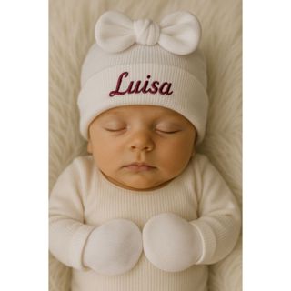 Kit Touca e Luva de Laço Personalizado com Nome em Oferta na Shopee