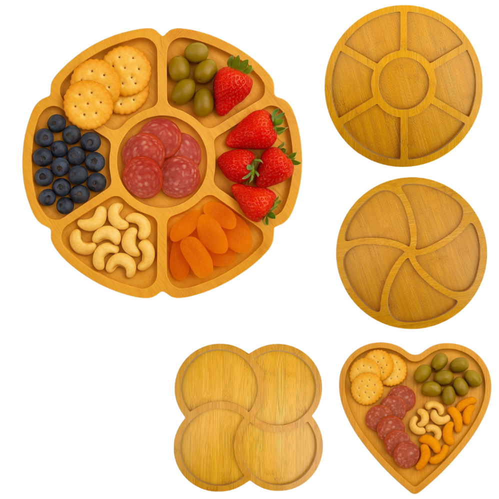 Petisqueiras Gamelas Tipo Bambu MDF com divisórias para Petiscos Amendoim Churrasco Frios ...