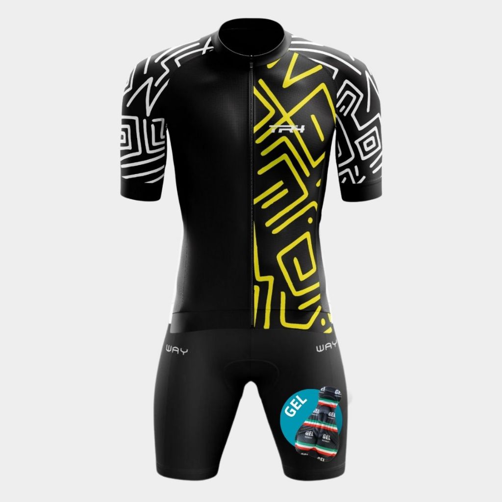 Conjunto Ciclismo Masculino Kit Camisa Premium Proteção Uv Bermuda Short Gel Bicicleta Pedalar