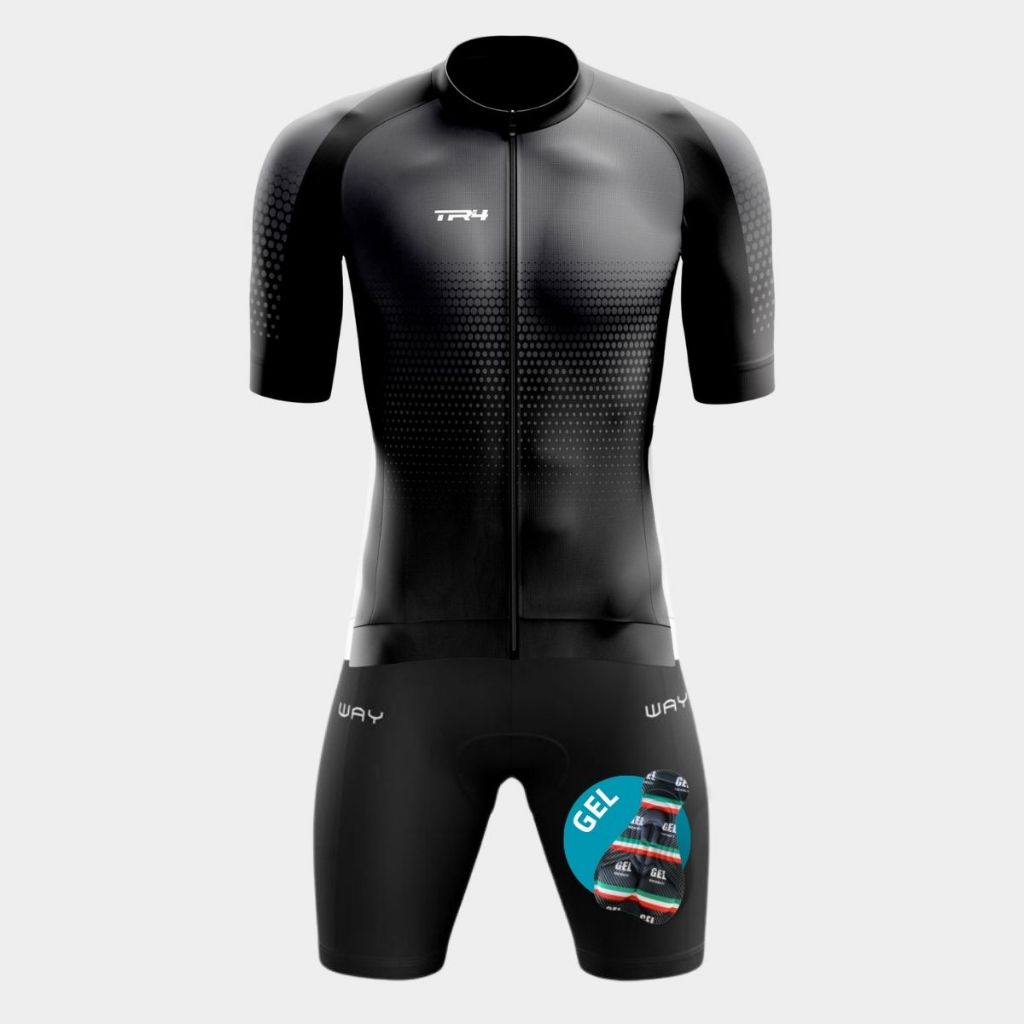 Kit Conjunto Masculino Camisa Manga Curta Premium Short Bermuda Gel Roupa Proteção Uv Bicicleta Mtb