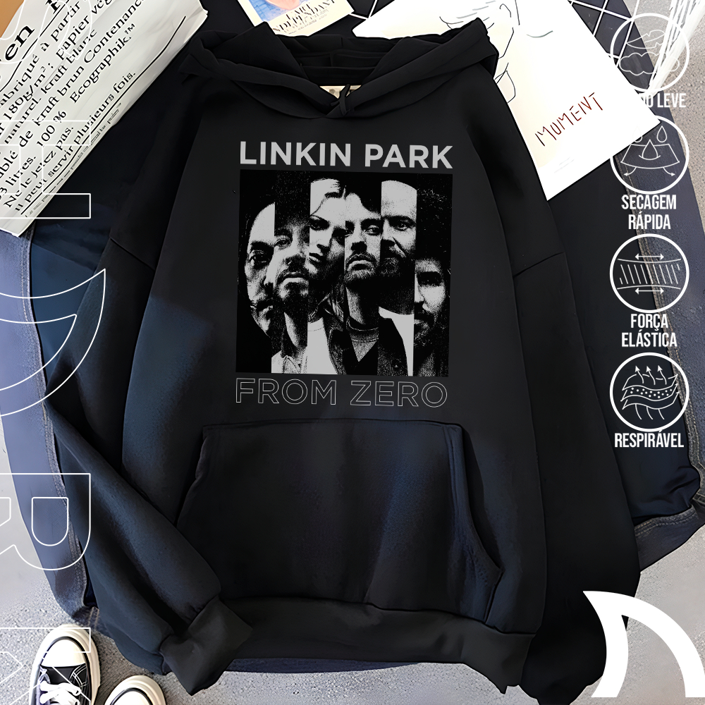 Moletom Canguru Blusa De Frio Linkin Park From Zero World Tour Banda Rock Vintage 90s Unissex