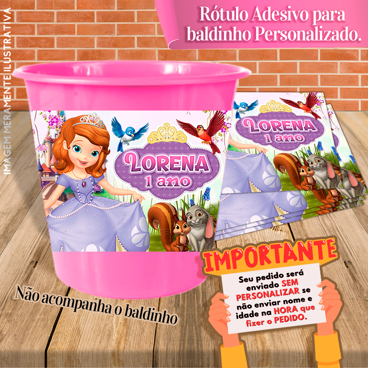 10 Adesivos Para Baldinho Personalizados 1 Litro Sonic - Circo - Rei Leão - Princesa Sofia - Fundo do Mar - Moana - Sol