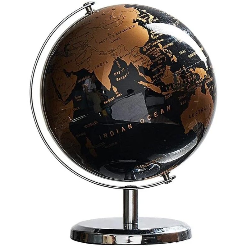 Globo Terrestre Politico Dourado Giratorio Mesa Mapa Mundi Luxo Decoração Escritorio Presente 20CM