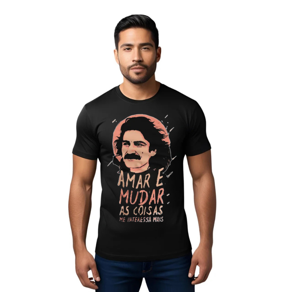 Camiseta Belchior Amar E mudar As Coisas Camisa Graphic tee Belchior Blusa Unissex 100% Algodão
